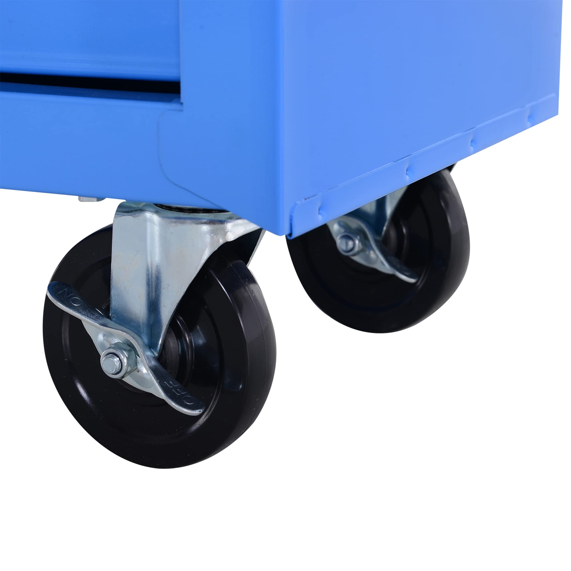 HOMCOM Carrello da Officina 5 Cassetti con Ruote in Metallo Blu 67.5x33x77cm