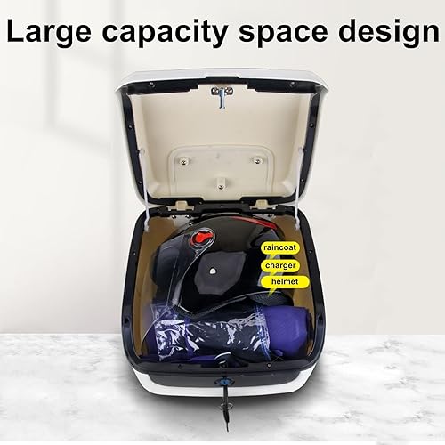 Miniatura 6 de HOLGVE Caja superior trasera universal para motocicleta, funda de almacenamiento rectangular con bloqueo superior, caja trasera de motocicleta, caja