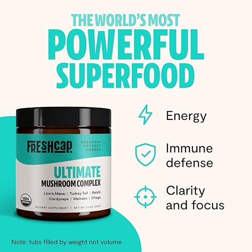Miniatura 2 de FreshCap Mushrooms Paquete de estrés (polvo Reishi y polvo complejo de hongos definitivo)