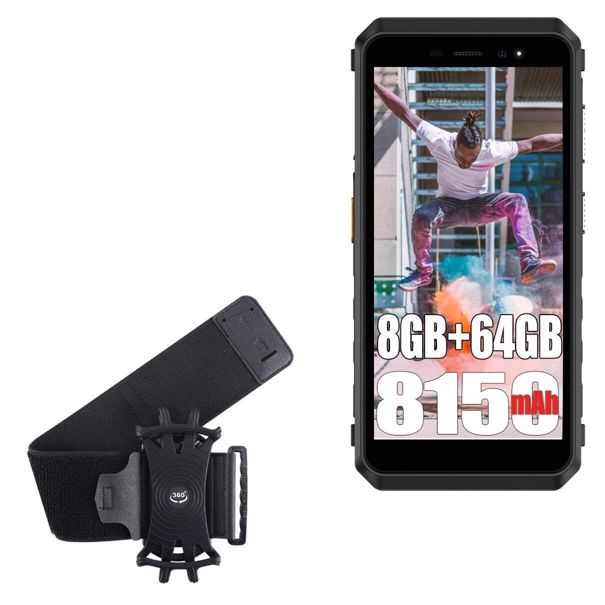 BoxWave Holster Compatible with Ulefone Armor X11 Pro - ActiveStretch Sport Armband, Adjustable Armband for Workout and Running - Jet Black