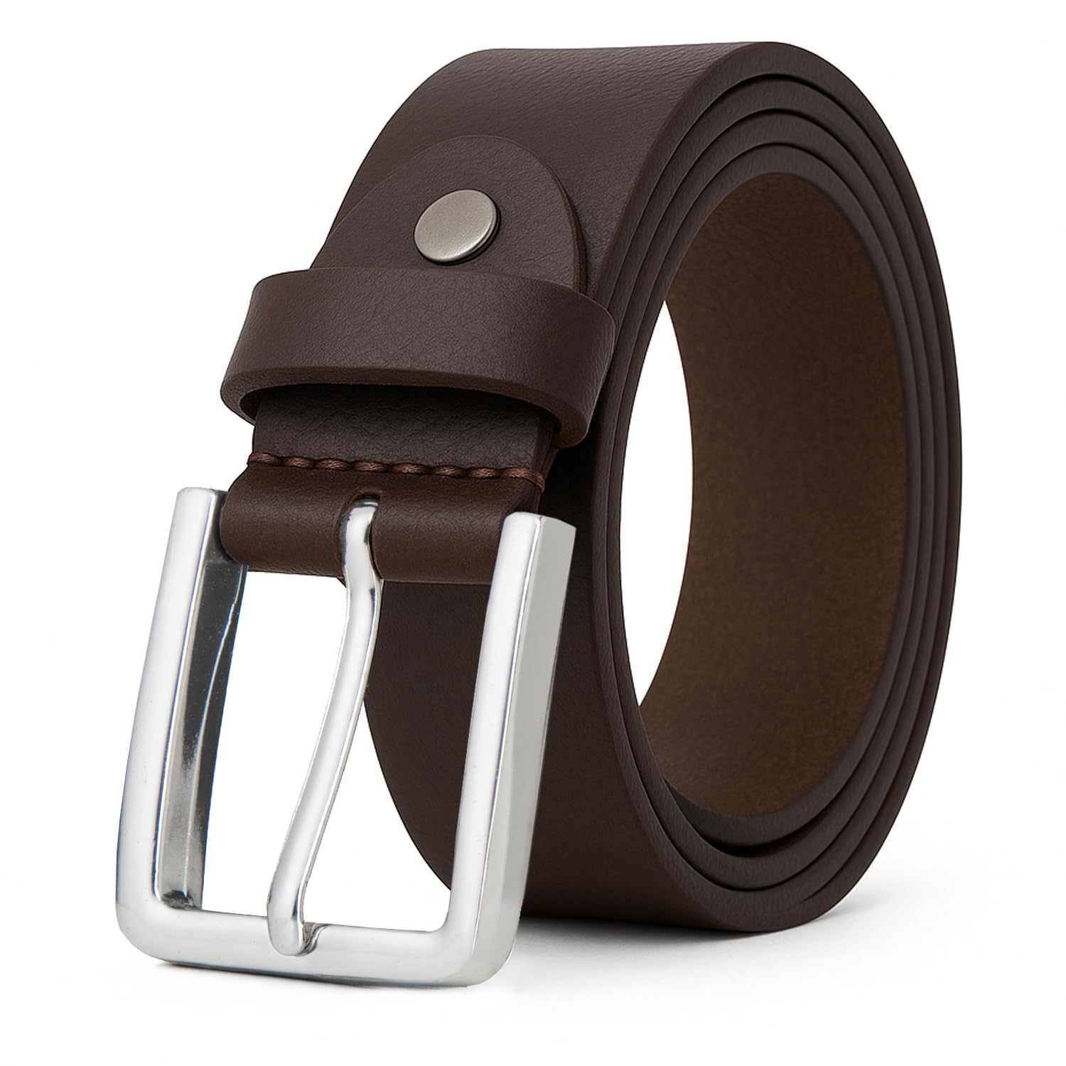 woodland leathers Men's Leather Belt Double Stitched Leather Lined Belt for Jeans, Suit, Work and Special Occasion Black/Brown-picture-38