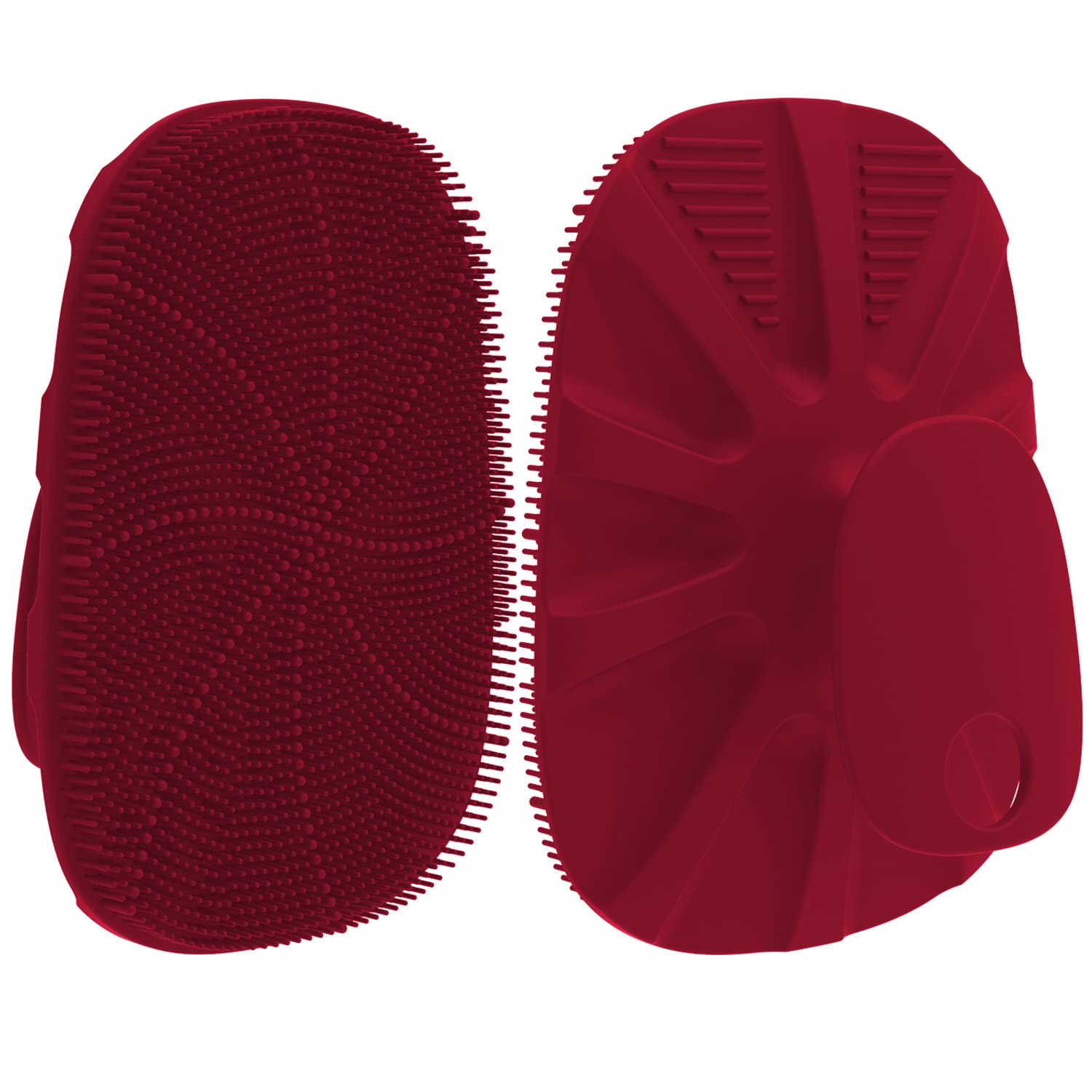 Silicone Body Scrubber Shower Bath Brush for Nourishing, Cleaning & Exfoliating of Women Men - No-Slip Handle,Lather Well, Long Lasting & Easy to Clean More Hygienic,1 Pack, Red