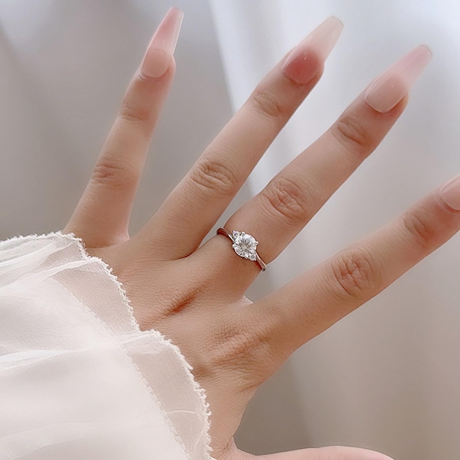 Moissanite Anillo para mujer de oro auténtico, anillo de compromiso, oro blanco, elegante anillo de boda con 1 ct Moissanite Bandringe Gold Ehebandring para mujeres