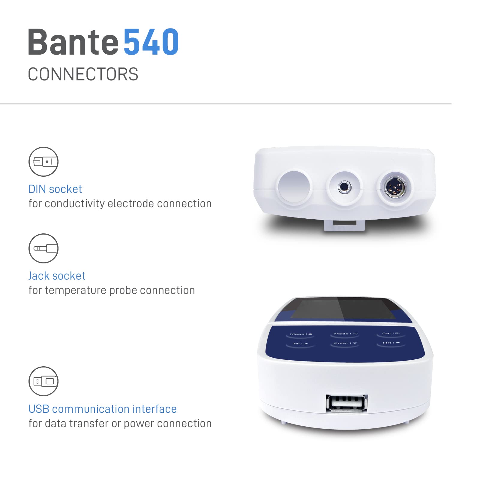 Bante 540 Portable Conductivity Meter | Resistivity, Conductivity, TDS, Salinity Meter | 0 to 200 mS/cm Range, ±0.5% Accuracy | Suitable for Sea Water Salinity and Routine Conductivity Measurements: Amazon.com: Industrial & Scientific