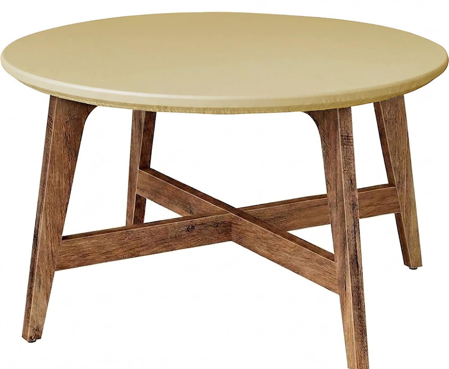 Round Fitted Tablecloth PU Leather Elasticated Edge Waterproof Cover