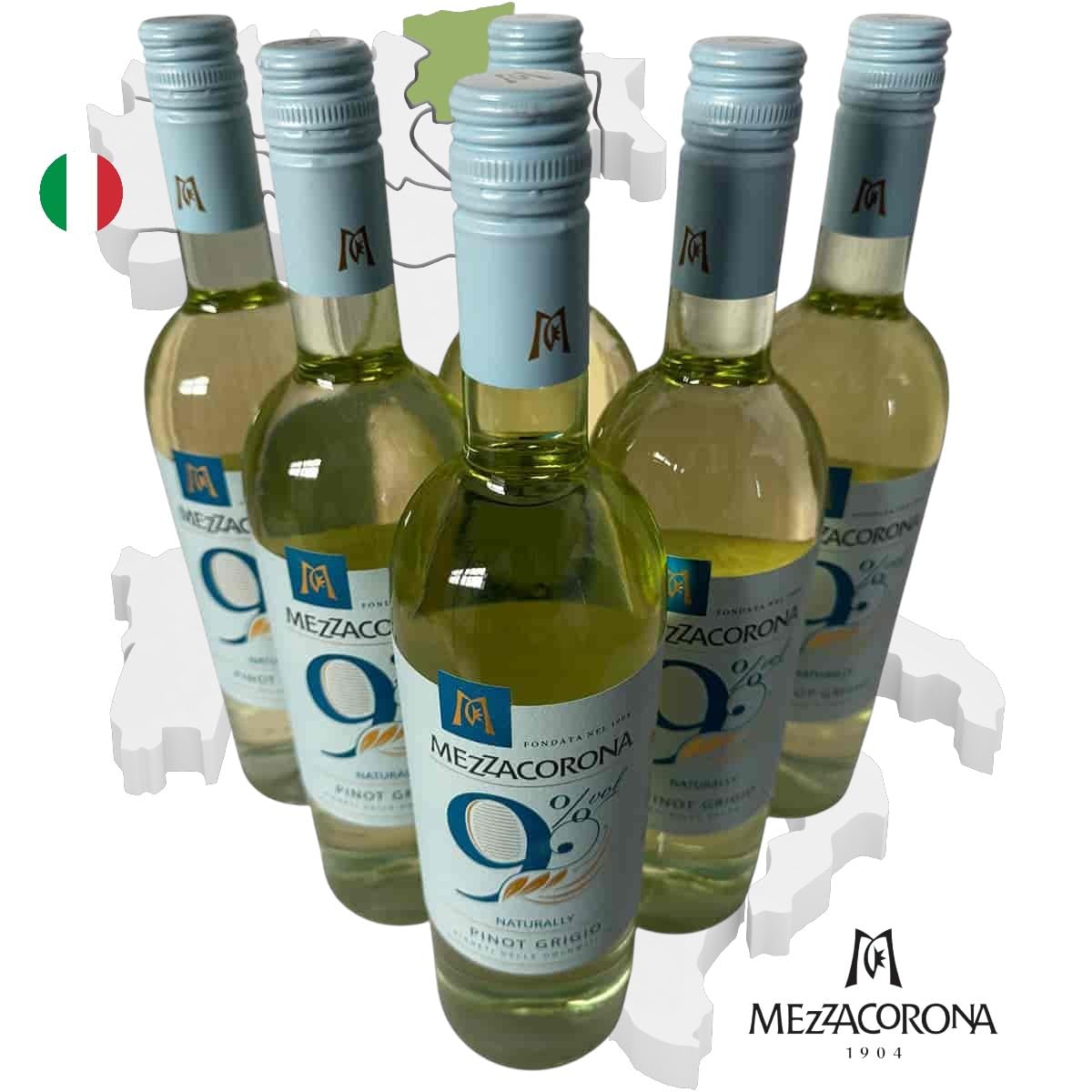 “Nove” Pinot Grigio Vigneti delle Dolomiti IGT 2025 – Mezzacorona – 6×0,75 l – Alkoholreduzierter Weißwein aus Italien – Frisch, leicht & aromatisch