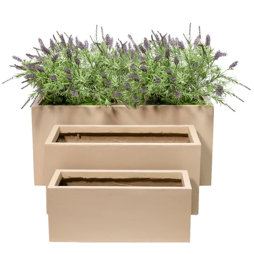 Primrose Fibrecotta Sand Rectangular Trough Planter 80Cm from B&Q