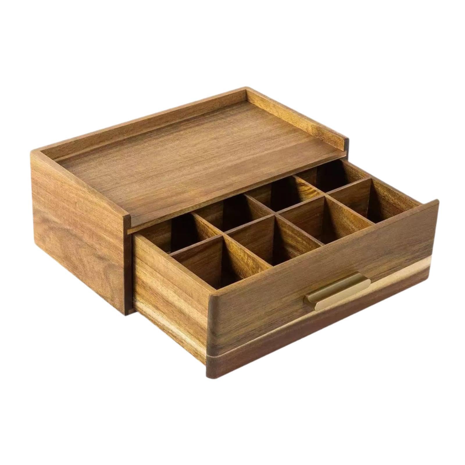 Organiseur de Sachets de Thé en Bois, Boîte de Rangement pour Sachets de Thé, Tiroir Boîte de Rangement, Boite de Rangement Cuisine, Support de Sachets de Thé, pour Sachets de Thé, Café, Infusion