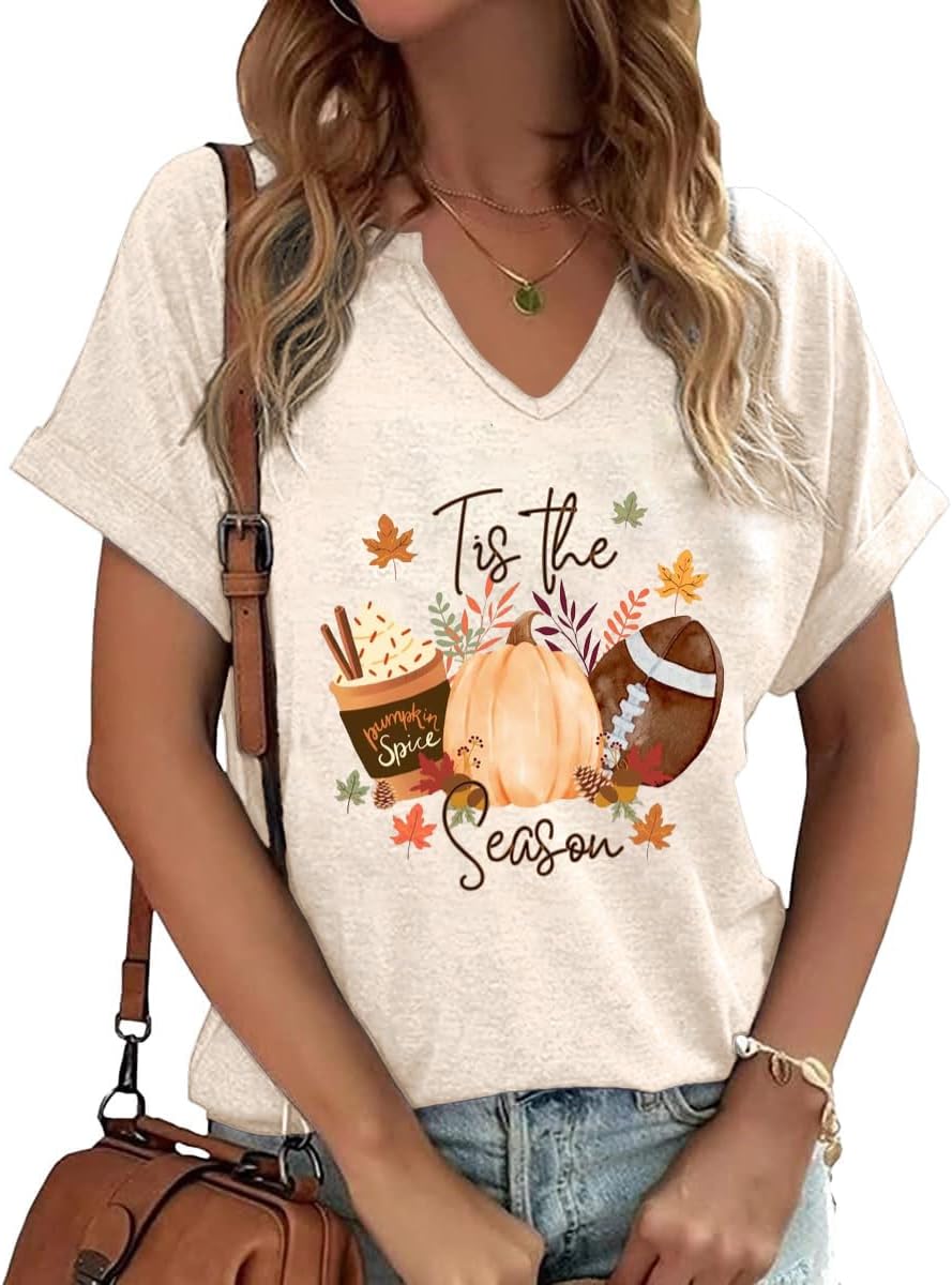 Halloween Shirts for Women Funny Halloween Pumpkin Graphic Short Sleeve Shirt Casual Fall Tee Tops