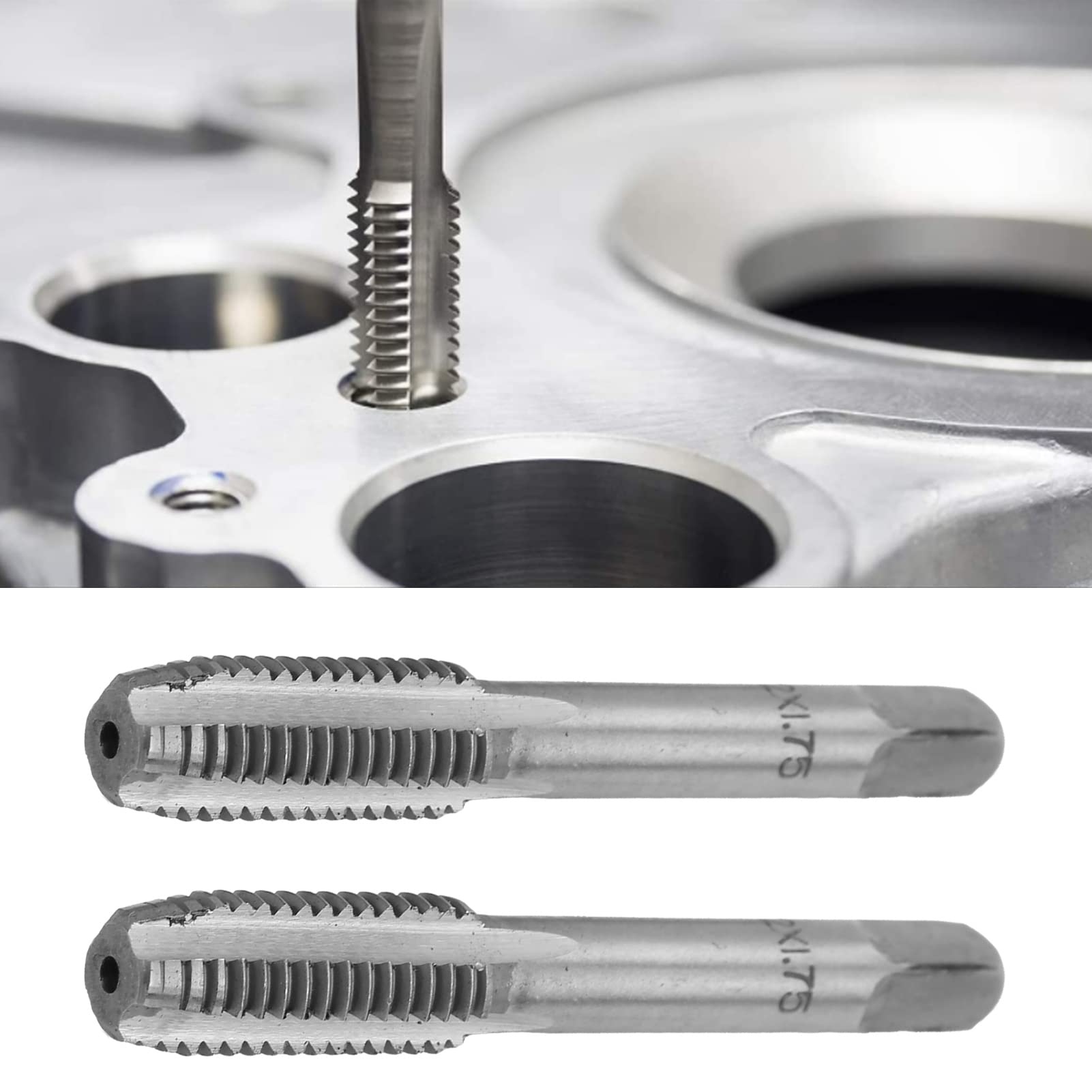 Thread Tapping Tool,BOROCO 2pcs High Steel Thread Tap Straight Flutes Thread Tapping Tool Hand Thread Tap(M16*2.0) - Image 2