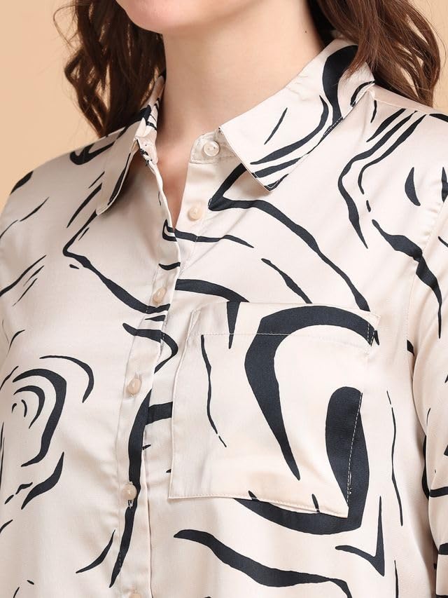 Image of Glam & Chique Women's Abstract Printed Button-Down Shirt XS-2XL