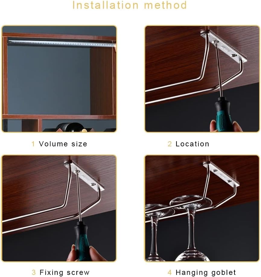 Stainless Steel Wine Glass Rack Stemware Holder Hanging Goblet Shelf Under Cabinet for Home Bar Pub