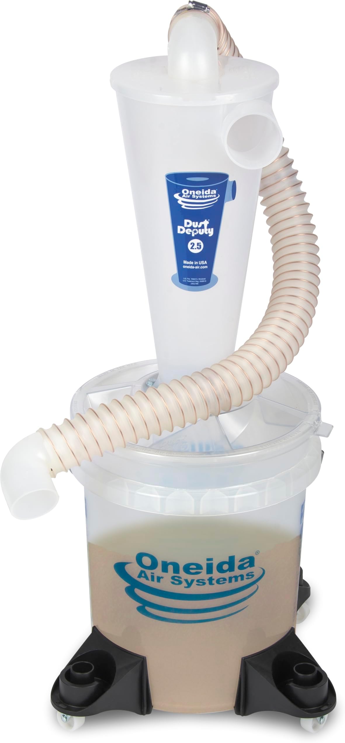 Oneida Air Systems Dust Deputy 2.5 Deluxe Cyclone Separator Kit: Portable Collector with Clear Bucket for Wet/Dry Shop Vacuums (DD 2.5 Deluxe 5 Gallon)