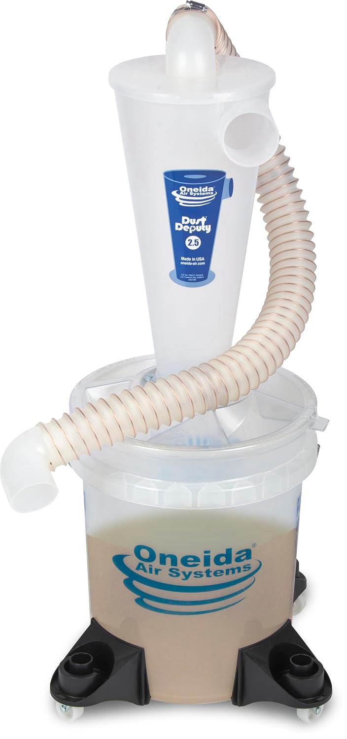 Oneida Air Systems Dust Collector Cyclone Separator Kit w Clear Bucket 2 5 Deluxe 5-Gal - Portable Cyclone
