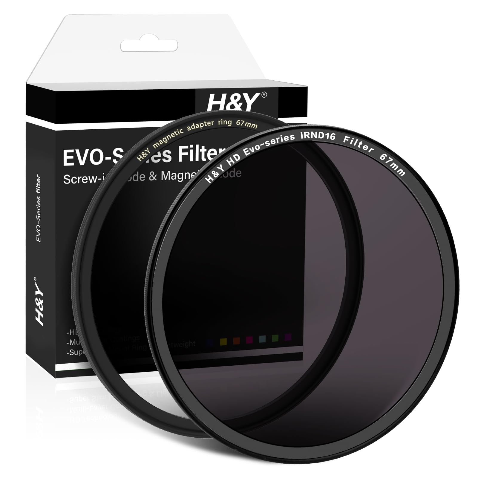 H&Y EVO Series IRND16 - Filtro ND de 4 paradas (67 mm, rosca 2 en 1 y anillo adaptador magnético)