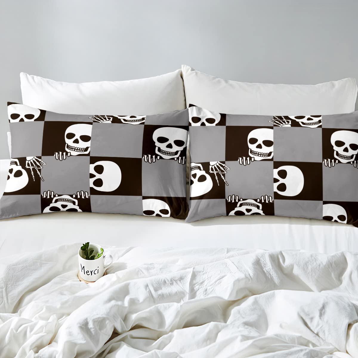 Set Di Biancheria Da Letto Con Teschio Gotico E Teschio Per Bambini