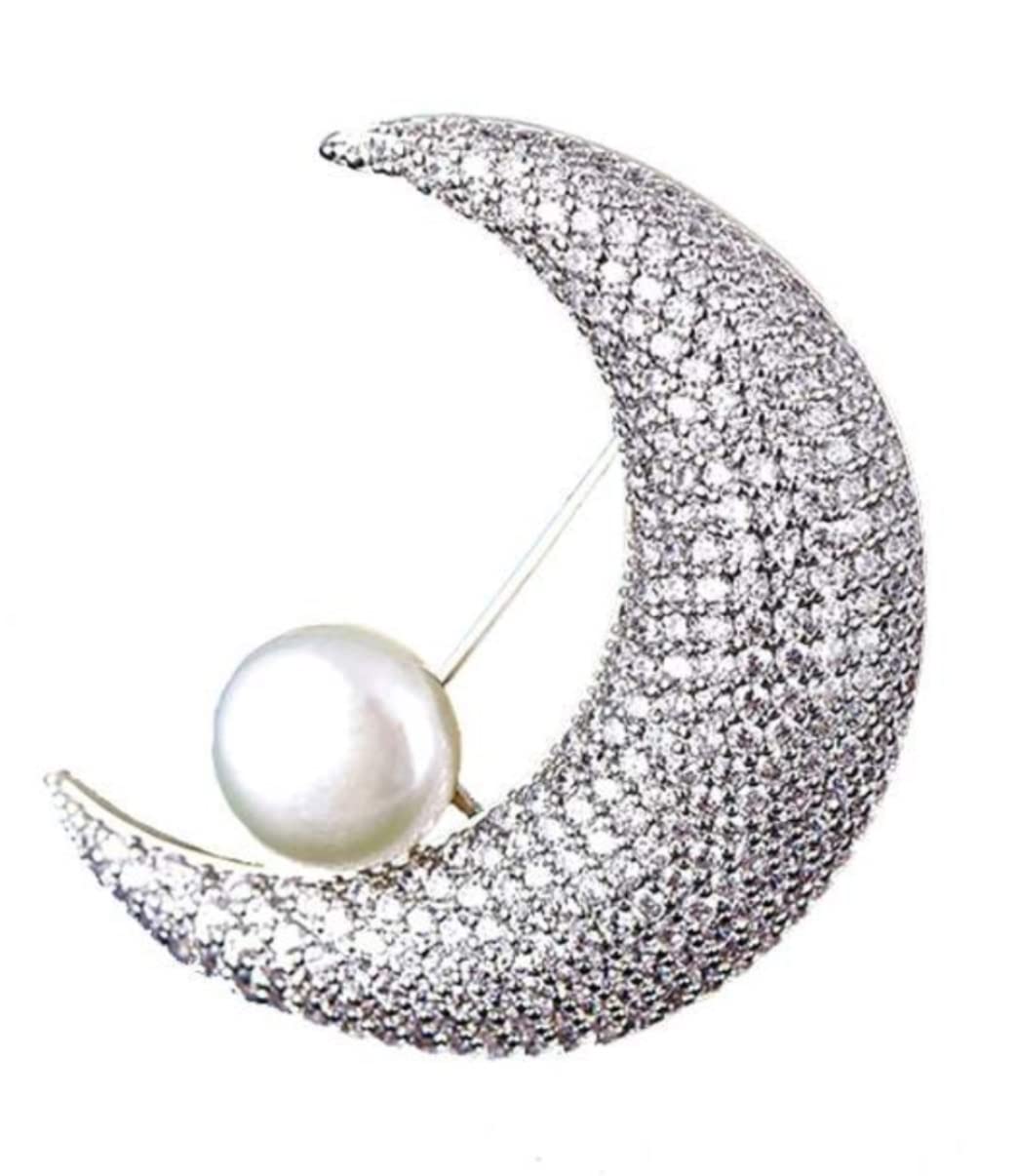 Broszka Płaszcze Modna Diamentowa Broszka Z Księżycem Pełna Kryształowych Luksusowych Weselnych Corocznych Akcesoriów Dla Dam Eleganckich Kobiet Elegancka Akcesoria