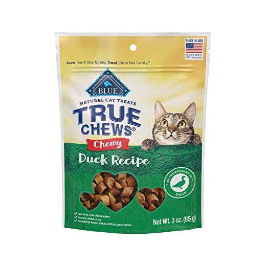 Blue Buffalo True Chews Natural Chewy Cat Treats, Made in the USA, Duck Recipe, 3-oz Resealable Bag
