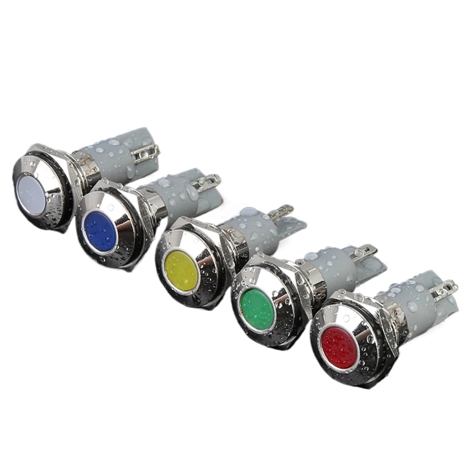 Lot de 10 voyants lumineux LED en métal 12 mm, éclairage industriel AC/DC 3~220 V, étanche IP65(Flat Yellow Light,12V-24V)