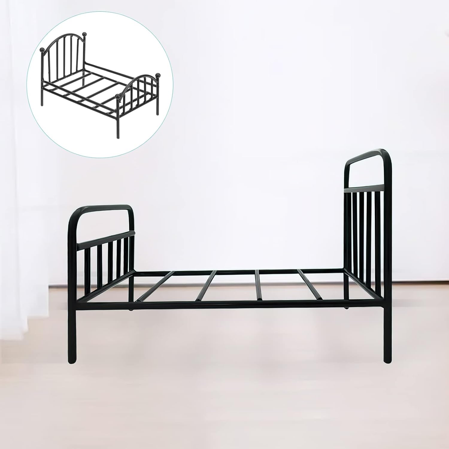 iplusmile Miniature Metal Doll House Bed Frame 6.29X4.33X3.93In Iron Dollhouse Bedroom Furniture Accessory for Tiny House Decoration and Kids Play - Image 3