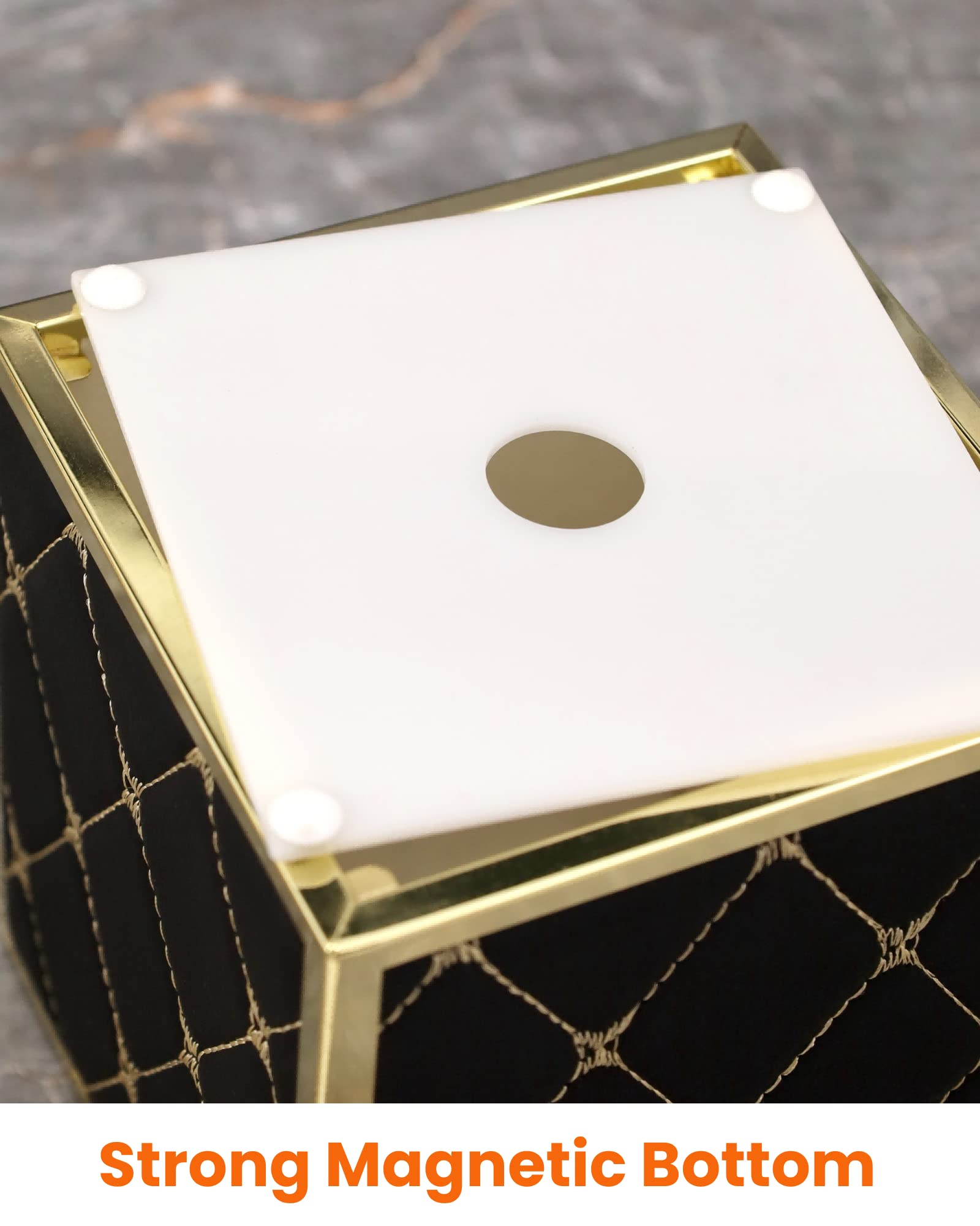 Black Tissue Box Cover,KEZNGUU Tissue Box Holder with Magnetic