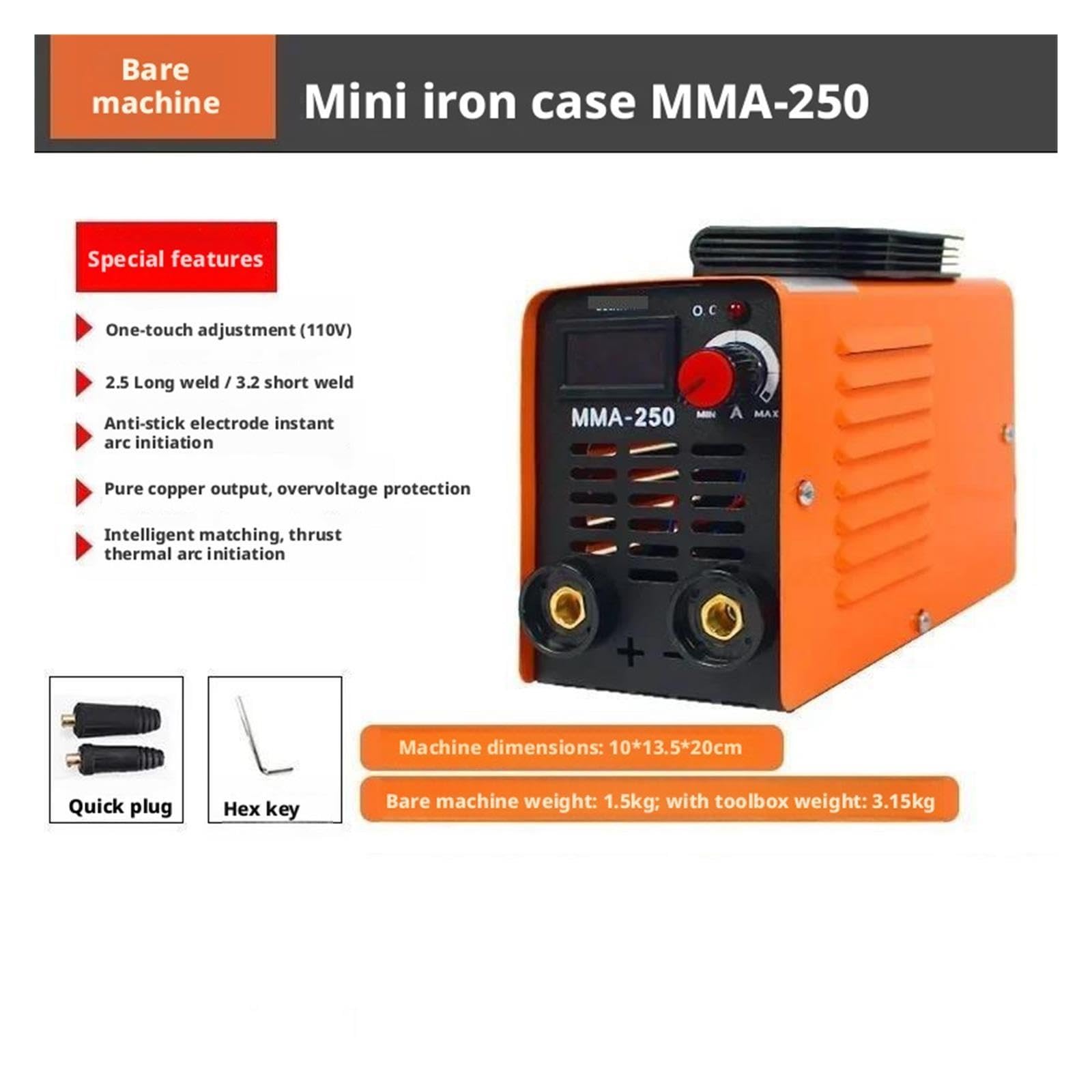 Stazione di saldatura, Mini saldatrice elettrica portatile MMA-250, macchina automatica per bastoncini per uso domestico, 1 confezione