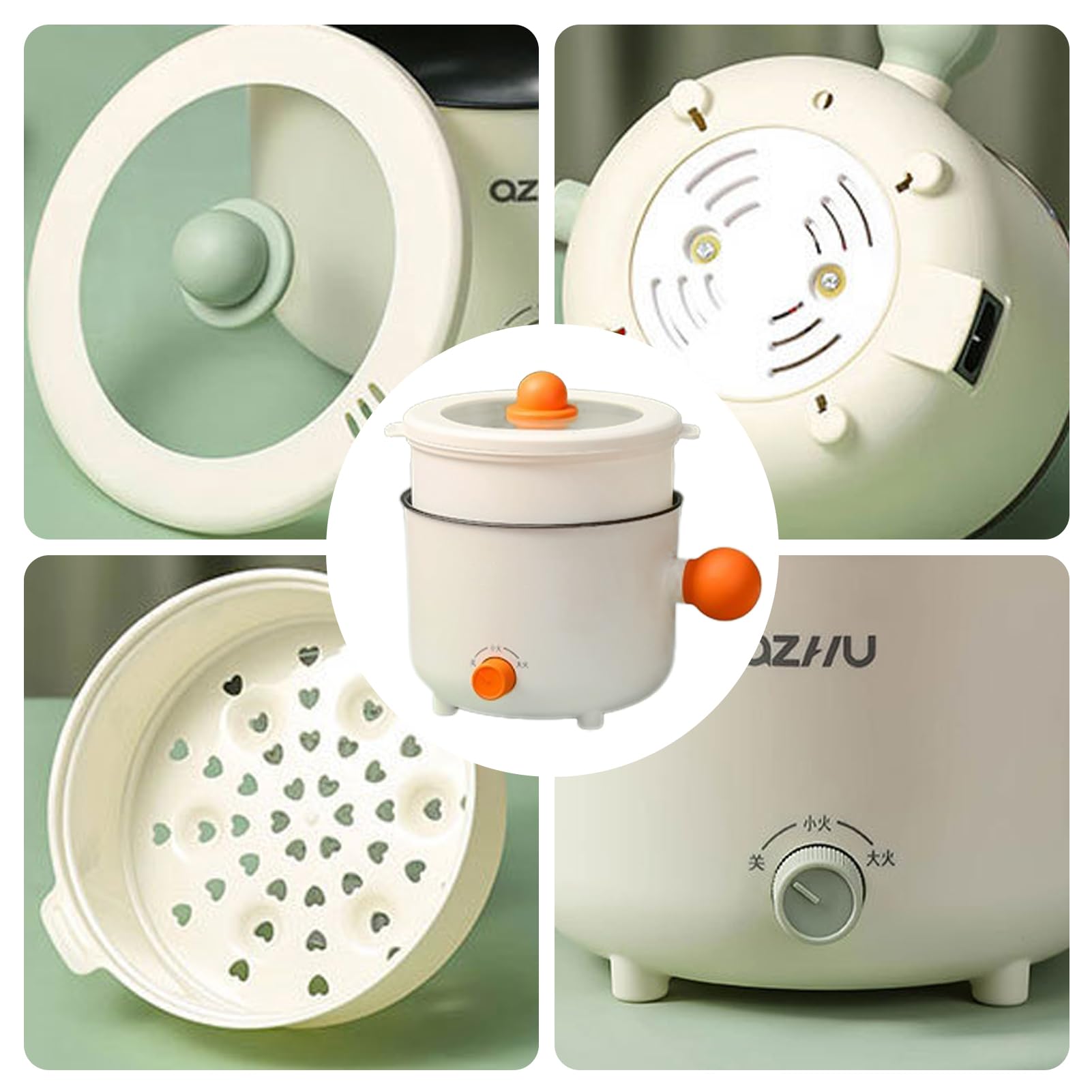 Olla eléctrica pequeña, funda de ventana, sartén eléctrica multifuncional con revestimiento antiadherente para fideos, con vapor, para habitación/estudio/hotel (estilo 2)