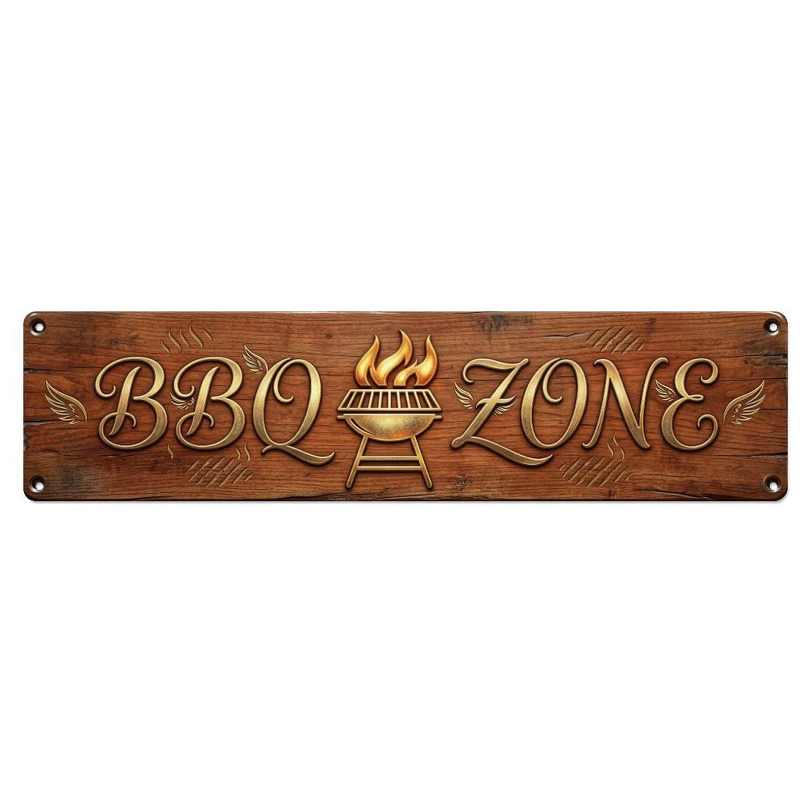 BBQ Zone Sizzle Heaven Metal Tin Skinny Sign Plaque Wall Decor for Cafe, Club Bar, Office, Home Garden Metal Poster 4x16Inch