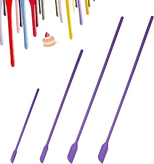 Hileyu Lot de 4 Mini spatules en Silicone réutilisables et Flexibles Petite spatule en Silicone Spatule Dernière Goutte avec Conteneur mélangeur de Lotion Spatule pour Ketchup la Cuisine (Mauve)