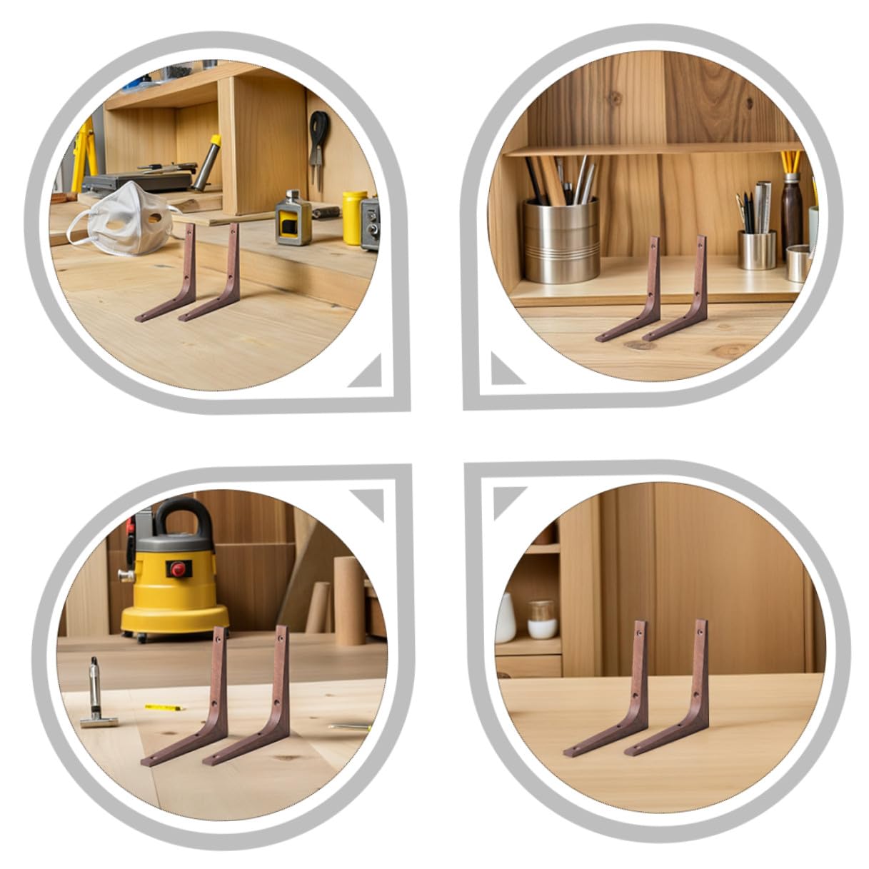 Artibetter Soportes para Estantes de Pared Soporte Triangular Resistente 2 de Madera Maciza Acabado Fino para Fijar Estanterías Firmemente en Pared