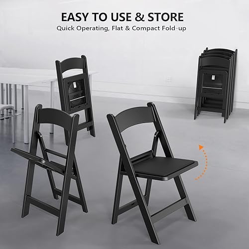Miniatura 6 de FCH Silla plegable de plástico con asiento acolchado, sillas plegables de resina con cojín suave, cómodas y resistentes, adecuadas para interiores y