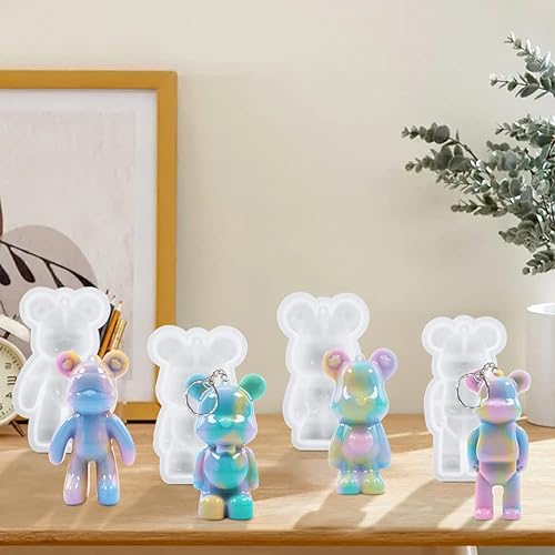 Miniatura 2 de Moldes de resina de silicona para oso de astronauta, moldes de llavero 3D, molde epoxi UV para nevera, accesorios de automóvil, decoración del hogar