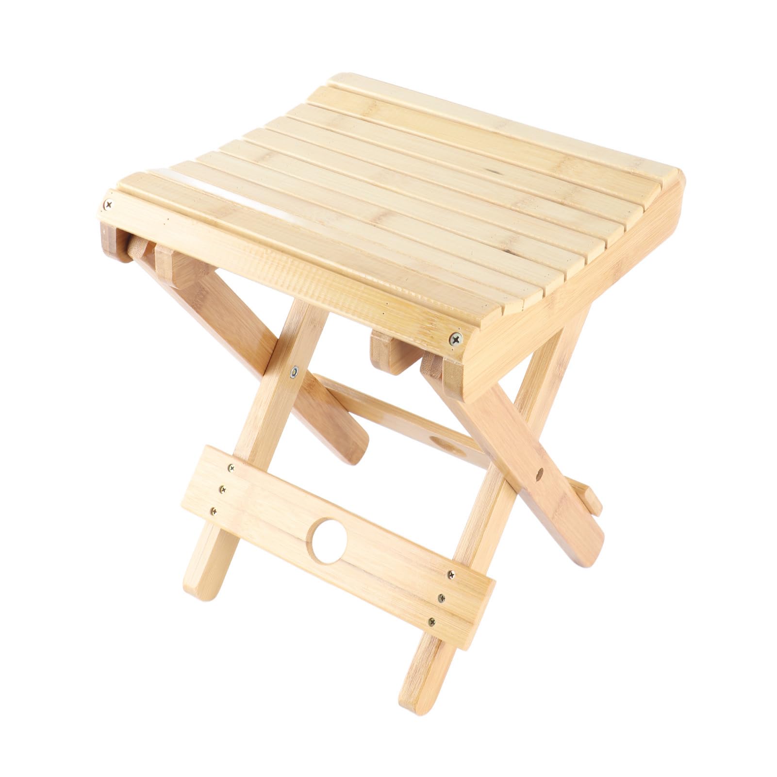 Sorandy Sgabello Pieghevole in bambù Poggiapiedi per Doccia Elegante e Portatile per la Pesca Termale 31,5x28,5x28 Cm
