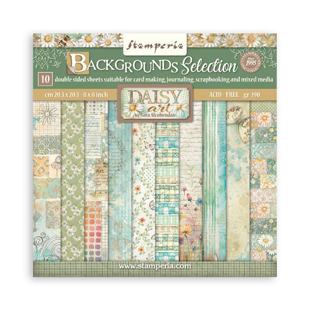 Stamperia 8"" x 8"" Paper Sheets Maxi Background Selection Daisy Art SBBS139