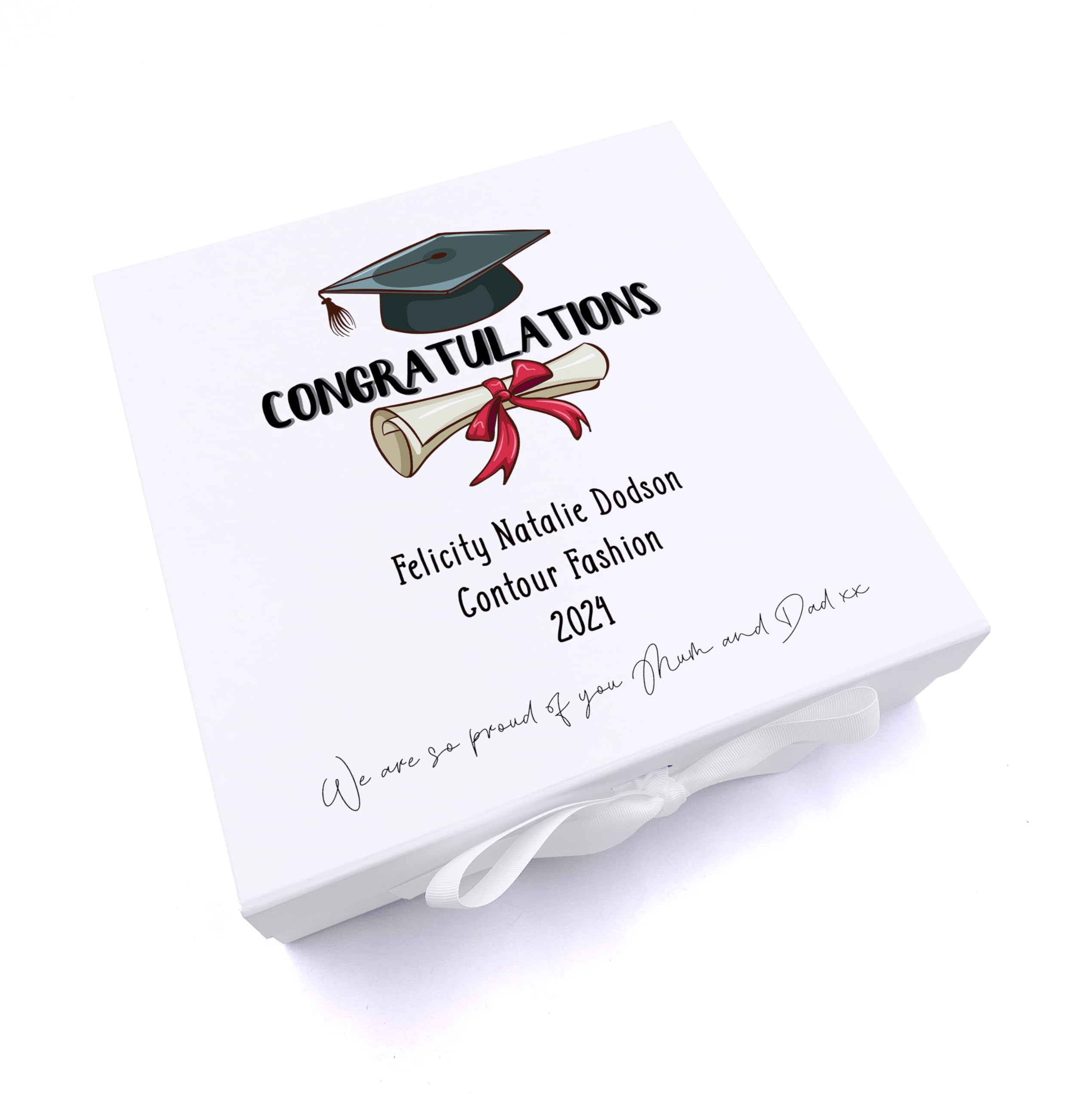 Ukgiftstoreonline White Personalised Congratulations On Your Graduation Gift Keepsake Memory Box (Large)