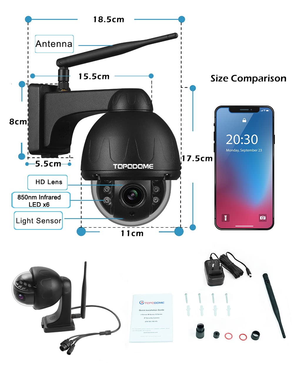 S40B 1080P Telecamera Sorveglianza Wi-Fi Esterno Starlight | Metallo Nero, Audio Bidirezionale, Visione Notturna, RTSP, Scheda SD 32G Built-in, Auto Tracking, Rilevazione Umana