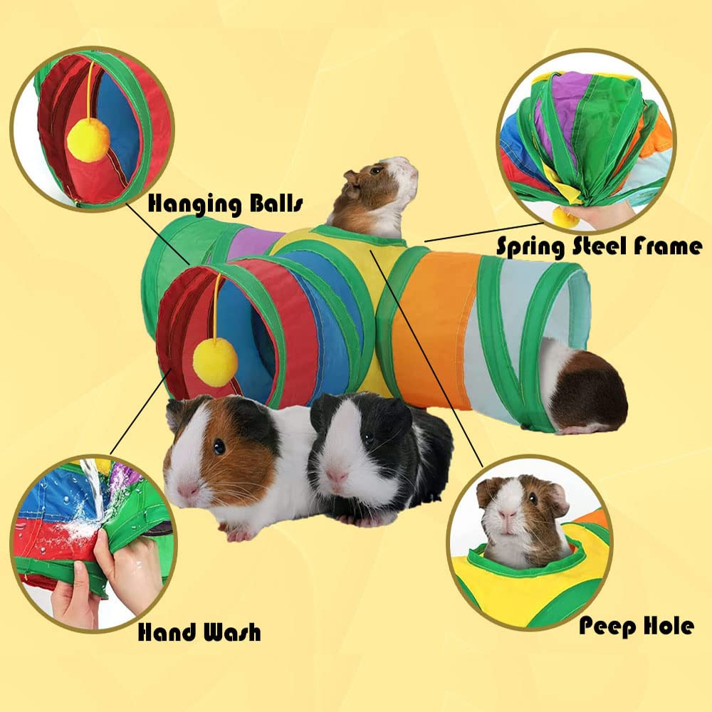 Tunnel Pieghevole Per Conigli HUOGEE - A 3 Vie, Per Animali Domestici, Con Giocattolo - Foto 7