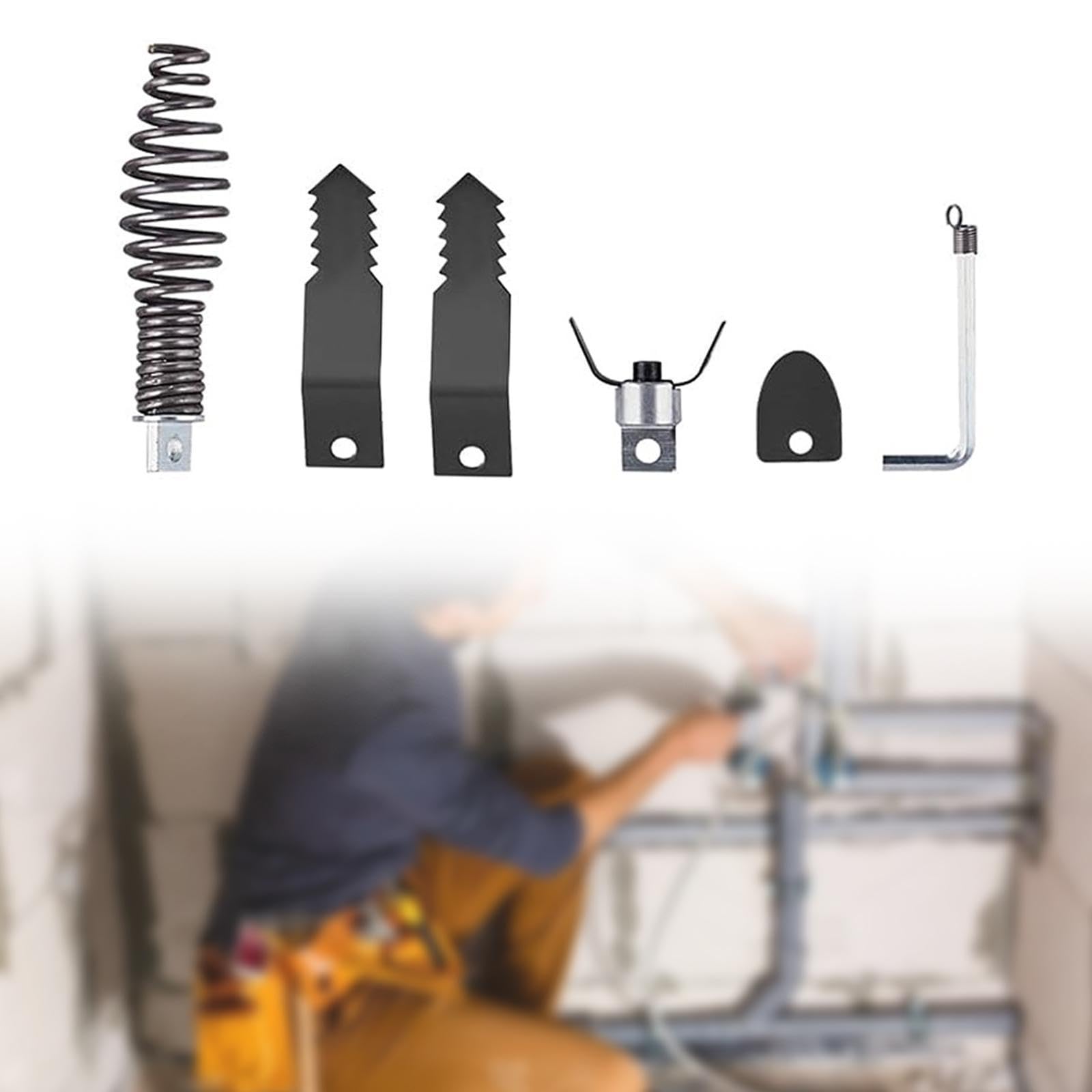 Produktbild von Kombiniertes Schneidkopf-Set Für Abflüsse – Bohrschnecken Für Rohre, Verstopfungsentferner Für Küche, Bad & Hydraulik