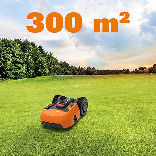 WORX - Cortacésped inalámbrico LANDROID WR901E (WR130E+ACS), hasta 300 m² (Tond bajo la Lluvia, Control Remoto, gestión multizona, Sistema anticolisión)