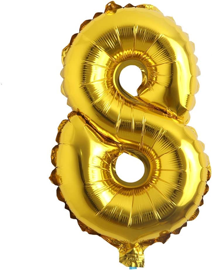 Image of AMFIN 17 inch 8 Number Foil Balloon, Birthday Decoration Items [Helium Supported] - Gold