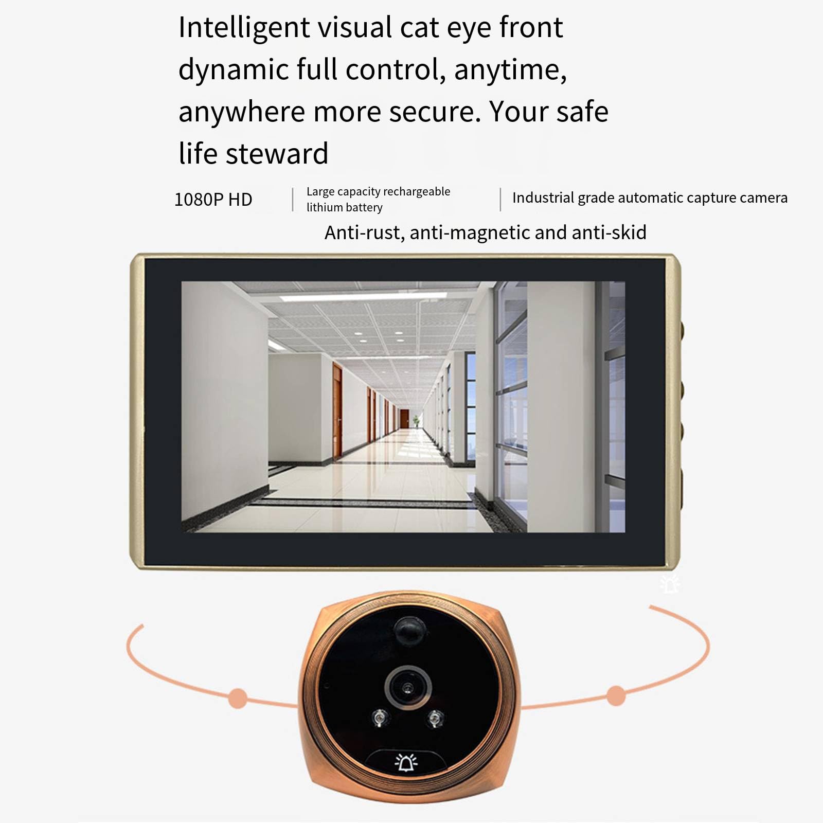 Ochrona bezpieczeństwa Inteligentny dzwonek do drzwi Wizjer wideo Bezprzewodowy dzwonek do domu HD Wizualny inteligentny dzwonek do drzwi o wysokiej rozdzielczości,C