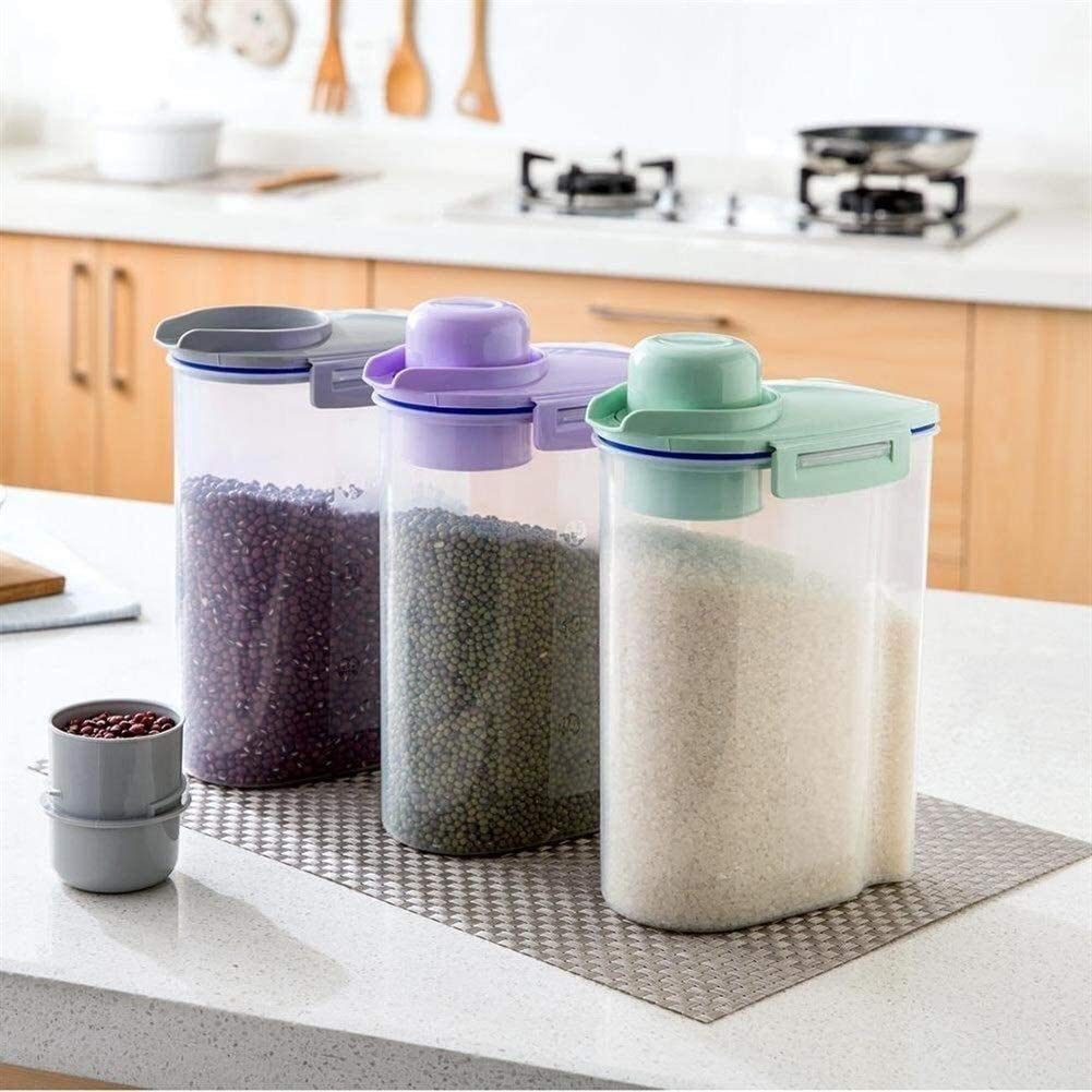 Contenitori Alimenti Ermetici Barattoli Contenitori Contenitori Contenitore For Alimenti In Plastica Con Coperchio, Barattolo Sigillato Grani Alimentari Conservazione Del Riso Alimenti Freschi, Set Di