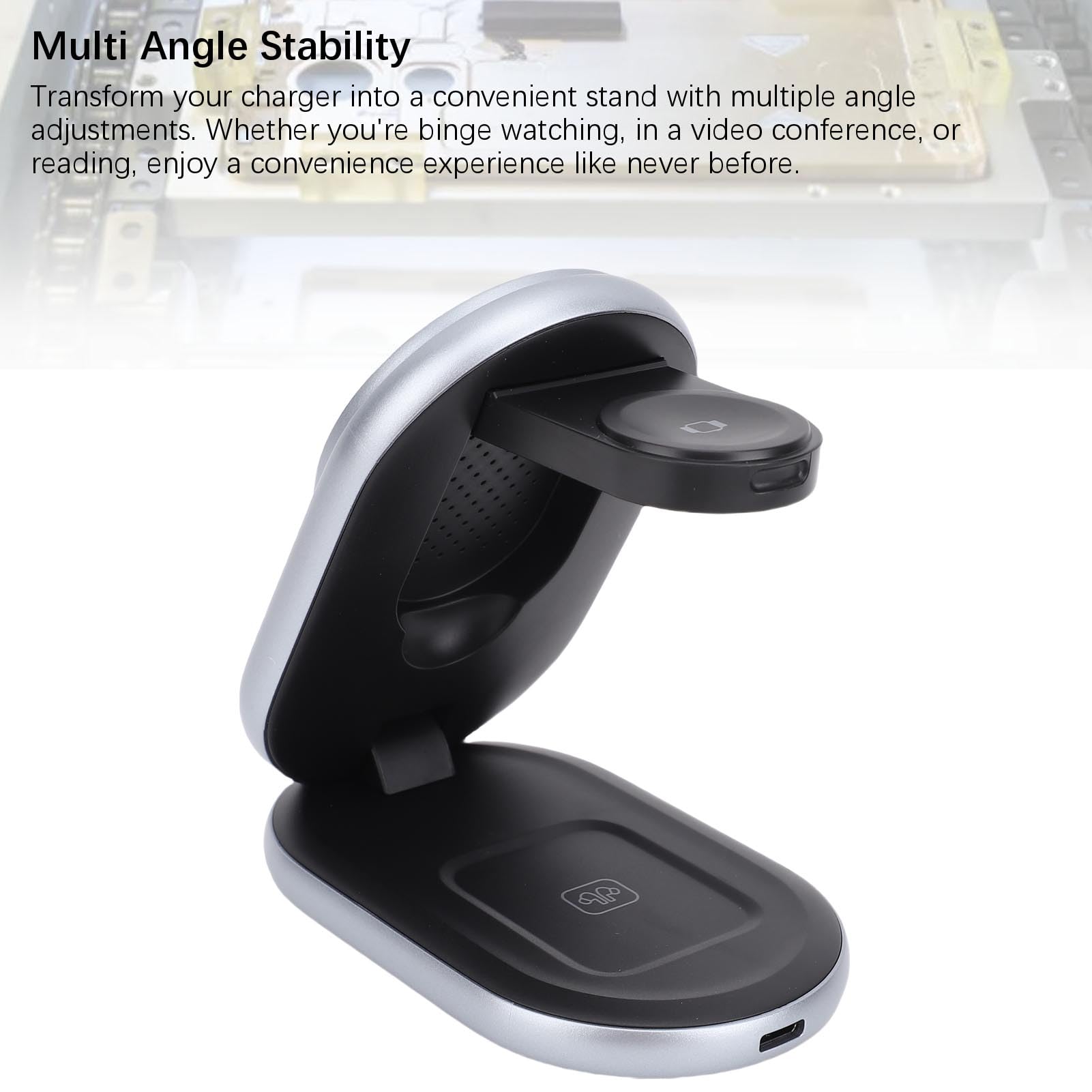 Generic Station de Charge sans Fil 15 W, Chargeur de Bureau à Charge Rapide, Support de Chargeur Magnétique sans Fil pour Téléphone, Montre, écouteurs pour Vidéoconférence Pratique, Matériau