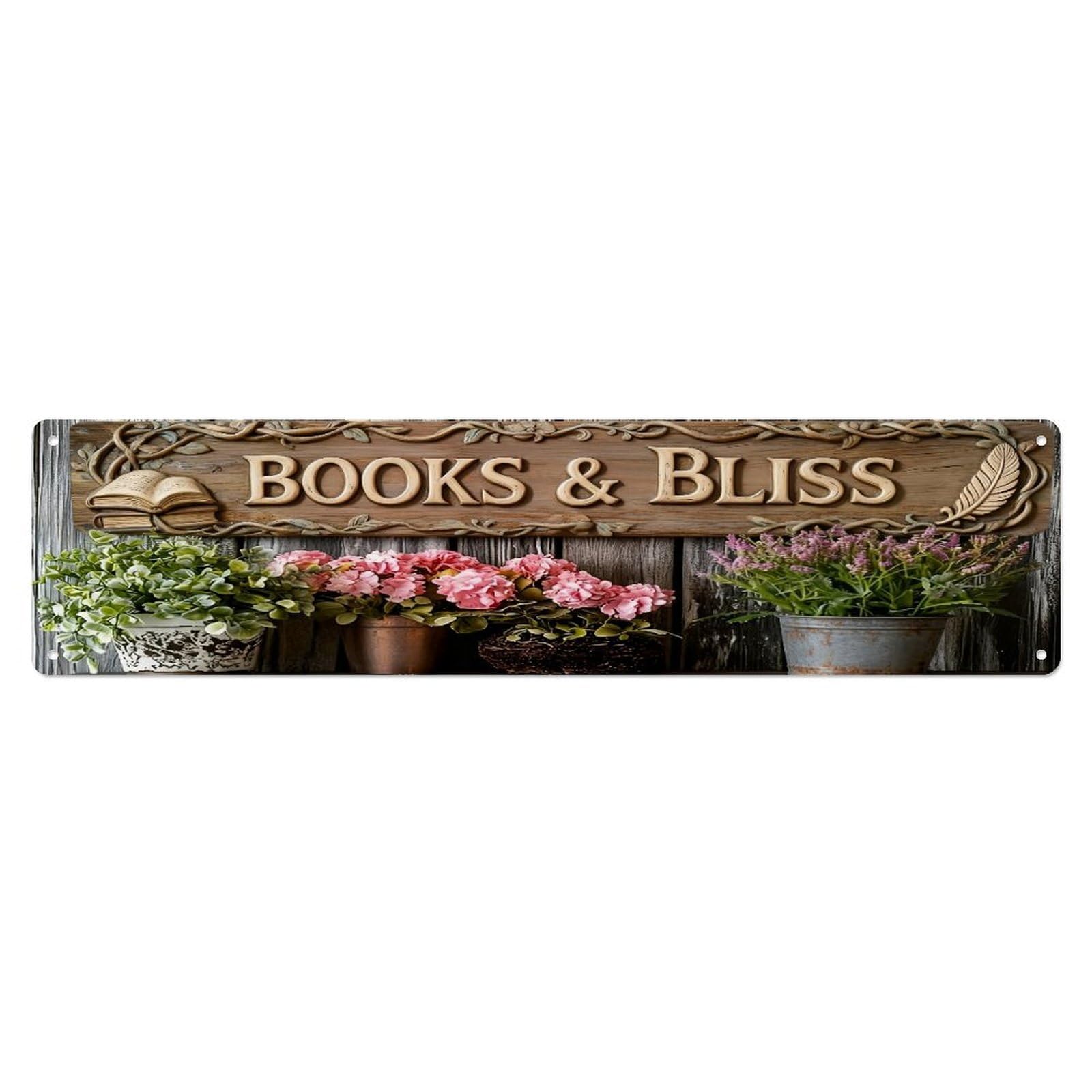 Floral Wood Sign Garden Plants Metal Tin Sign Plaque