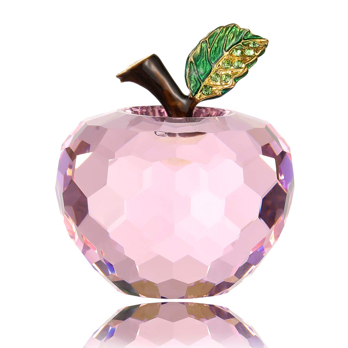 Vie jeune Crystal Apple Figurine Paperweight, Handmade Statue Ornament Home Decoration, Collectible Crystal Crafts, Come with Gift Box, Great Gift for Birthday Holidays Christmas (Pink-60mm)