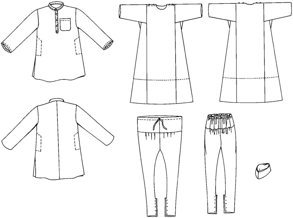 Folkwear Jewels of India Kurta Shirt Kamiz Tunic Churidar Pants Gandhi Hat #135 Sewing Pattern (Pattern Only)