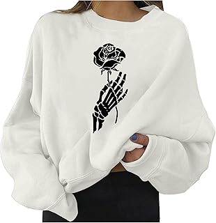 Camiseta Mujer Halloween Blusa Informal de Manga Larga para Halloween, Sudaderas de para Mujer, Blusa Estampada para Mujer Camisetas Blusa Mujer Color