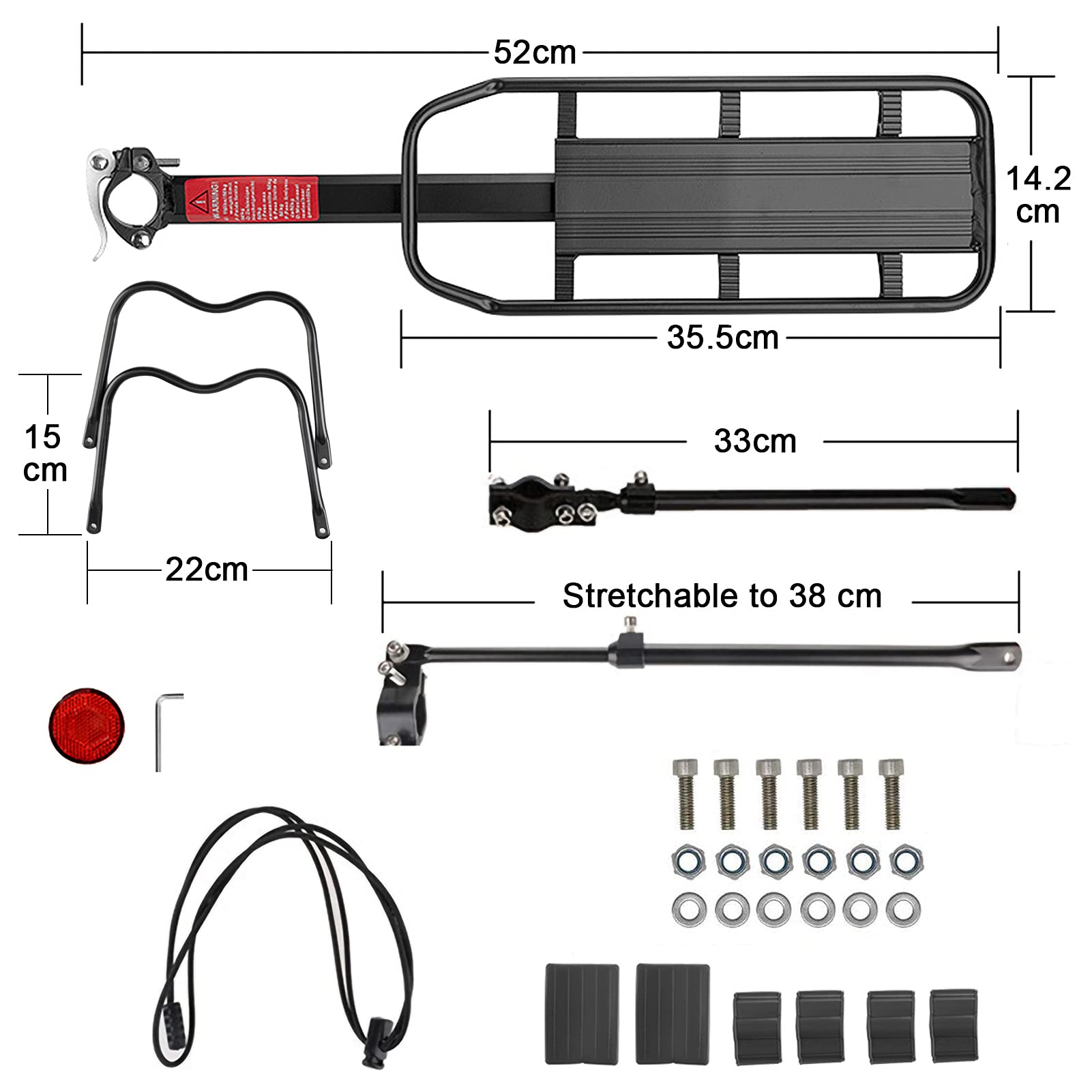 Yabtf Mountainbike Gepäckträger Hinten Aluminium – 24-29 Zoll Verstellbar, 100kg Traglast, Fahrrad Gepäckträger Sattelstütze mit Reflektor, Schnellmontage für MTB & Rennrad