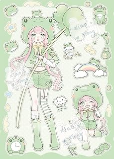 ستيكر لاصق بتصميم شخصية انيمي عشوائية على شكل دمية فتاة كاواي مقاس 22