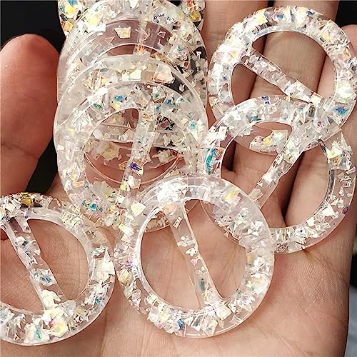 Image of GSHLLO 6 Pcs Round Resin Clothes Buckles Silk Scarf Ring Clip Glitter Shirt Wrap Holder T Shirt Tie Clips Knotted Button Circle Clothing Clip for Women Lady